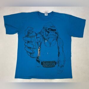 VINTAGE Graffiti Beast Gorilla Graphic T-shirt Men Large Blue Short Sleeve